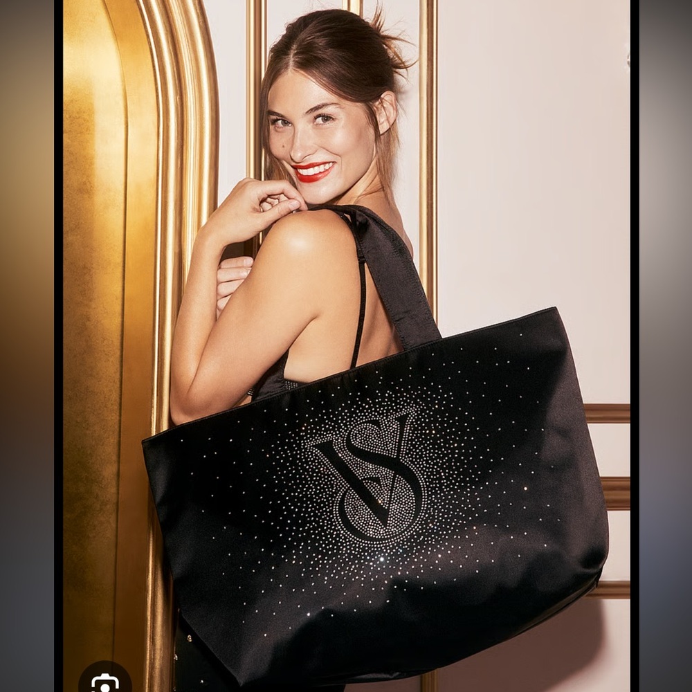 Victoria's Secret VS Black Rhinestone Large Tote Bag
